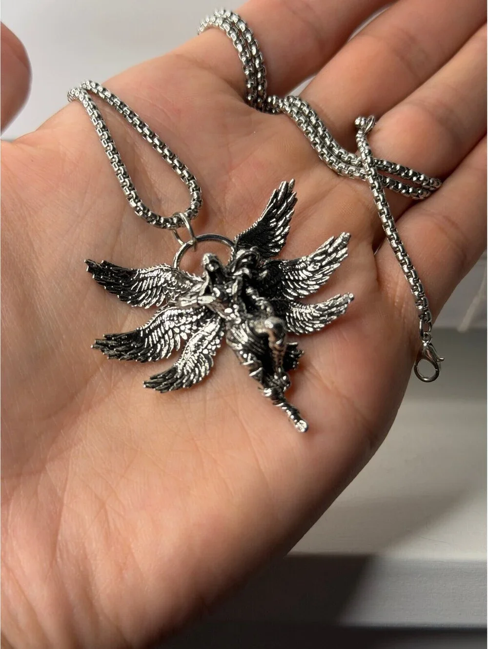Archangel Silver Necklace Y2K A-32